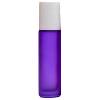 FROSTED PURPLE - 10ml (Thick Glass) Roller Bottle, Steel Ball, White Lid