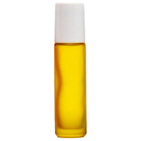 FROSTED YELLOW - 10ml (Thick Glass) Roller Bottle, Steel Ball, White Lid