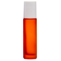 FROSTED ORANGE - 10ml (Thick Glass) Roller Bottle, Steel Ball, White Lid