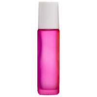 FROSTED PINK - 10ml (Thick Glass) Roller Bottle, Steel Ball, White Lid