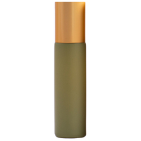 OLIVE - 10ml (Thick Glass) Matte Colour Roller Bottle, Steel Ball, Gold Lid