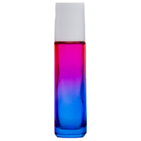 PINK BLUE - 10ml (Thick Glass) Roller Bottle, Steel Ball, White Lid