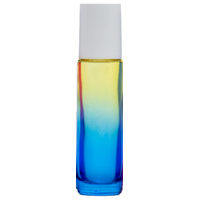 YELLOW BLUE - 10ml (Thick Glass) Roller Bottle, Steel Ball, White Lid