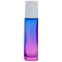 BLUE PINK - 10ml (Thick Glass) Roller Bottle, Steel Ball, White Lid