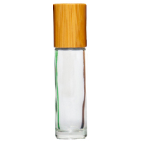 CLEAR - BAMBOO LID 10ml (Thick Glass) Single Colour Roller Bottle, with Steel Ball