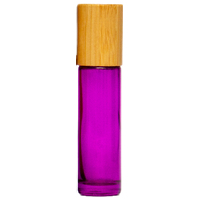 ROSE - BAMBOO LID 10ml (Thick Glass) Single Colour Roller Bottle, with Steel Ball