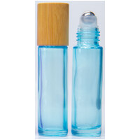 BLUE GLITTER - 10ml (Thick Glass) Roller Bottle, with Bamboo Lid, Steel Ball