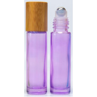 PURPLE GLITTER - 10ml (Thick Glass) Roller Bottle, with Bamboo Lid, Steel Ball