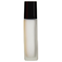 ##BULK## (150ea) FROSTED CLEAR - 10ml (Thick Glass) Roller Bottle, Steel Ball, Black Lid