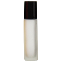 FROSTED CLEAR - 10ml (Thick Glass) Roller Bottle, Steel Ball, Black Lid