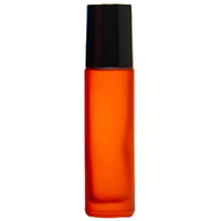 FROSTED ORANGE - 10ml (Thick Glass) Roller Bottle, Steel Ball, Black Lid