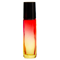 RED YELLOW - 10ml (Thick Glass) Roller Bottle, Steel Ball, Black Lid