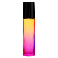 YELLOW PINK - 10ml (Thick Glass) Roller Bottle, Steel Ball, Black Lid