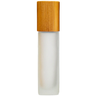 FROSTED CLEAR - 10ml (Thick Glass) Roller Bottle, Steel Ball, Bamboo Lid