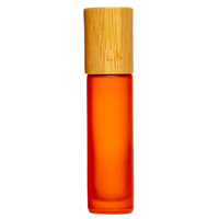FROSTED ORANGE - BAMBOO LID 10ml (Thick Glass)  Roller Bottle, with Steel Ball