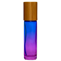 OMBRE BLUE/PINK - BAMBOO LID 10ml (Thick Glass)  Roller Bottle, with Steel Ball