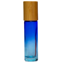 GRADIENT BLUE - BAMBOO LID 10ml (Thick Glass)  Roller Bottle, with Steel Ball
