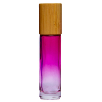 GRADIENT FUCHSIA - BAMBOO LID 10ml (Thick Glass)  Roller Bottle, with Steel Ball