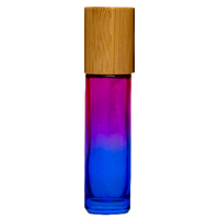 OMBRE PINK/BLUE - BAMBOO LID 10ml (Thick Glass)  Roller Bottle, with Steel Ball