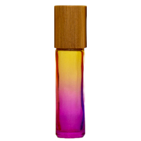 OMBRE YELLOW/PINK - BAMBOO LID 10ml (Thick Glass)  Roller Bottle, with Steel Ball