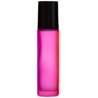 FROSTED PINK - 10ml (Thick Glass) Roller Bottle, Steel Ball, Black Lid