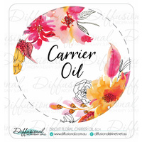 BULK - 50 x Bright Floral Carrier Oil Label, 60x60mm, Premium Quality Vinyl **SAVE 20%**