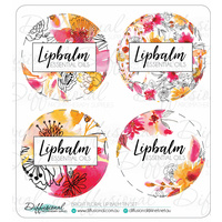 1 x Bright Floral Lipbalm Tin Label Set, 35x35mm, Premium Quality Vinyl