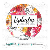 1 x Bright Floral Lipbalm Tin (Single) Label, 35x35mm, Premium Quality Vinyl