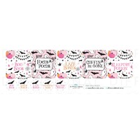 1 x Pink Halloween Rollers Label Set, 40x35mm Essential Oil Resistant Laminated Vinyl