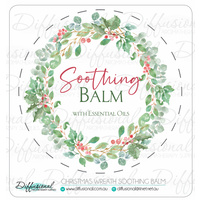 1 x Soothing Balm Label - Christmas Wreath, 78x78mm, Premium Quality Vinyl