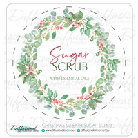 BULK - 50 x Sugar Scrub Label - Christmas Wreath, 78x78mm, Premium Quality Vinyl **SAVE 20%**