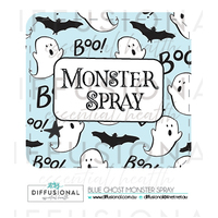 BULK - 50 x Blue Ghost Halloween Monster Spray Label, 41x44mm, Essential Oil Resistant Laminated Vinyl **SAVE 20%**