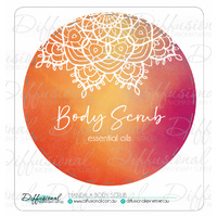 Mandala Body Scrub Label, 78x78mm, Premium Quality Vinyl