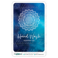 Mandala Hand Wash Large Blue Label, 80x50mm, Premium Quality Vinyl