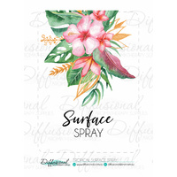 1 x Tropical Surface Spray Label, 86x62mm, Essential Oil Resistant Laminated Vinyl
