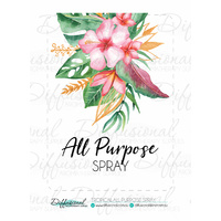 1 x Tropical All Purpose Spray Label, 86x62mm, Essential Oil Resistant Laminated Vinyl