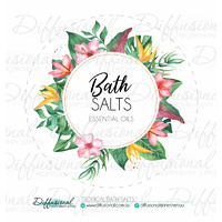 BULK 10 x Tropical Bath Salts Label, 78x78mm, Essential Oil Resistant Laminated Vinyl **SAVE 10%**