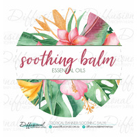 BULK 20 x Tropical Banner Soothing Balm Label, 78x78mm, Essential Oil Resistant Laminated Vinyl **SAVE 15%**
