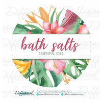 BULK 50 x Tropical Banner Bath Salts Label, 78x78mm, Essential Oil Resistant Laminated Vinyl **SAVE 20%**