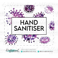 1 x Virus Hand Sanitiser Label, 50x63mm, Premium Quality Vinyl