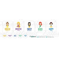 1 x Classic Princess Health Roller Label Set, 40x35mm Essential Oil Resistant Laminated Vinyl