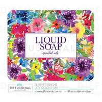 BULK - 10 x Summer Bright Liquid Soap sm, 50x60mm, Essential Oil Resistant Laminated Vinyl **SAVE 10%**
