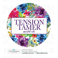 BULK - 10 x Summer Bright Tension Tamer Label, 35x35mm, Essential Oil Resistant Laminated Vinyl **SAVE 10%**