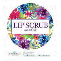 1 x Summer Bright Lip Scrub Label, 35x35mm, Essential Oil Resistant Laminated Vinyl