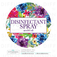 BULK - 50 x Summer Bright Disinfectant Spray Label, 78x78mm, Essential Oil Resistant Laminated Vinyl **SAVE 20%**