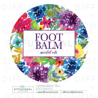 1 x Summer Bright Foot Balm LG Label, 78x78mm, Essential Oil Resistant Laminated Vinyl