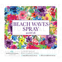 BULK - 20 x Summer Bright Beach Waves Spray Label, 50x63mm, Essential Oil Resistant Laminated Vinyl **SAVE 15%**