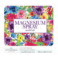 1 x Summer Bright Magnesium Spray Label, 50x63mm, Essential Oil Resistant Laminated Vinyl