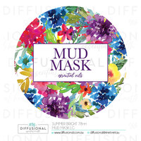 1 x Summer Bright Mud Mask LG Label,78x78mm, Essential Oil Resistant Laminated Vinyl