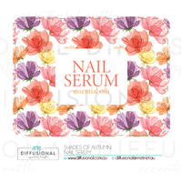 1 x Shades of Autumn Nail Serum Label,42x55mm, Essential Oil Resistant Laminated Vinyl